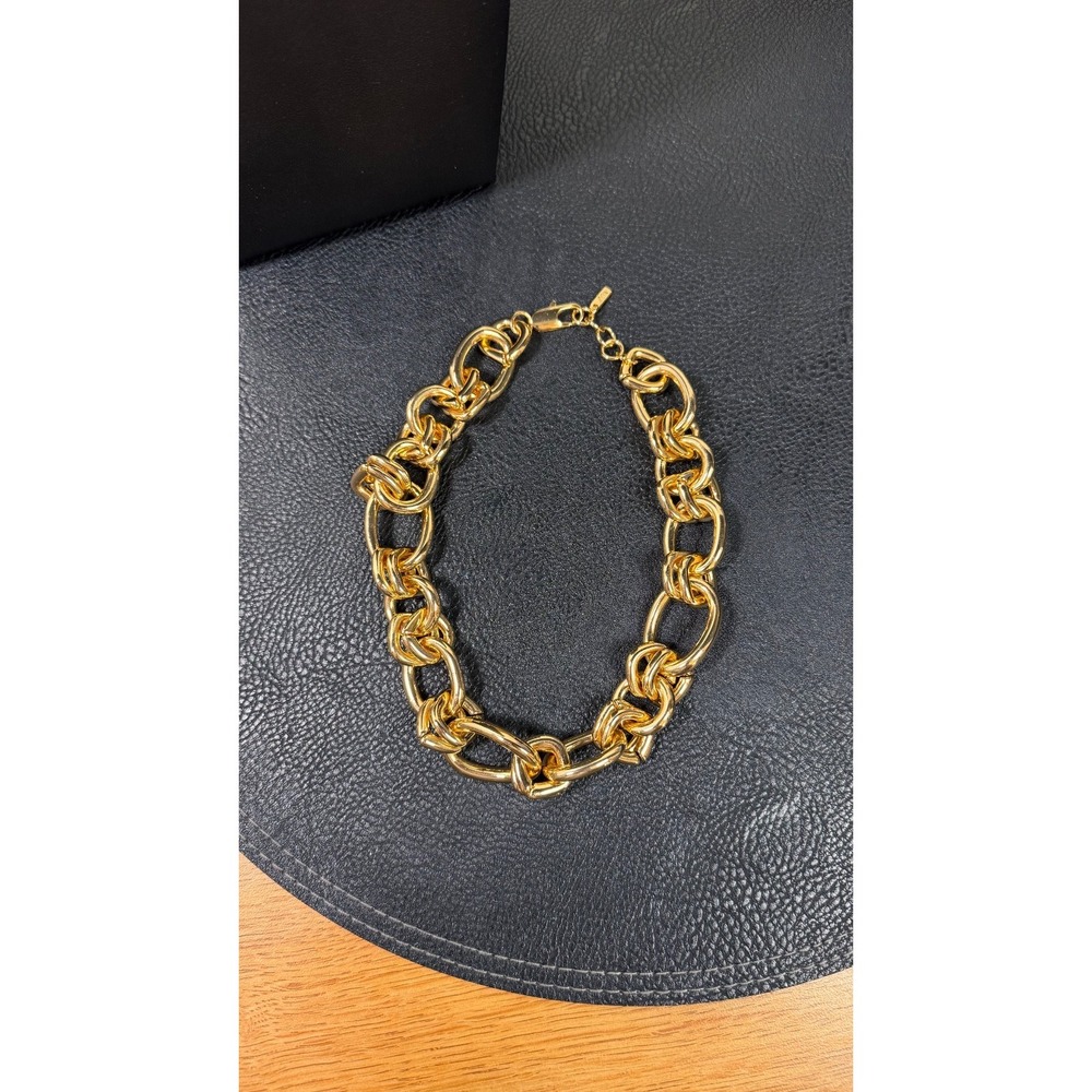 Zara Chunky Gold Tone Interlocking Chain Necklace - Picture 4 of 4